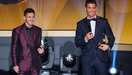 Messi và Ronaldo là hai ứng viên sáng giá nhất cho danh hiệu Quả bóng vàng FIFA 2015.
